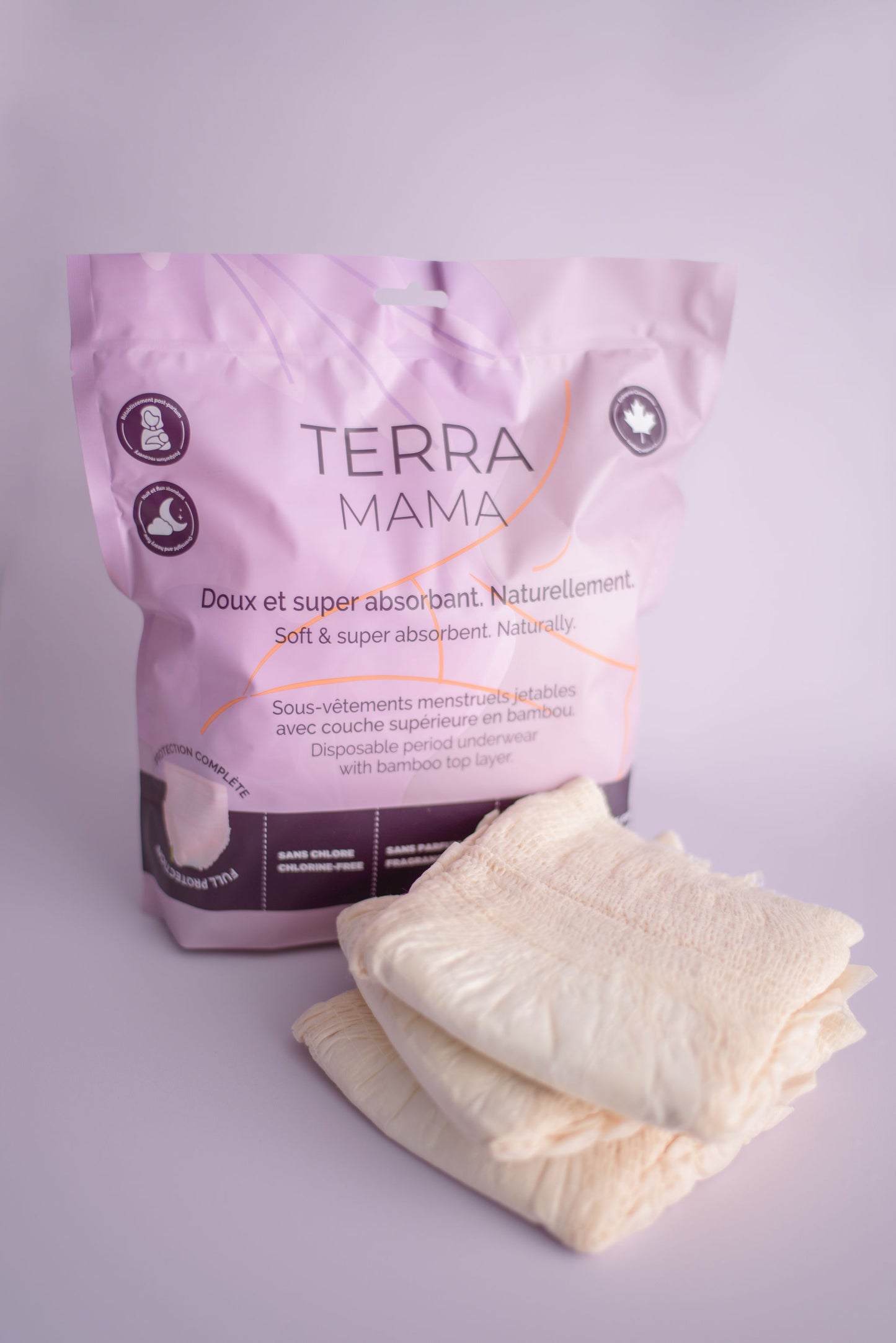 TerraMama disposable postpartum underwear for comfort and protection.

TerraMama disposable postpartum underwear for comfort and protection