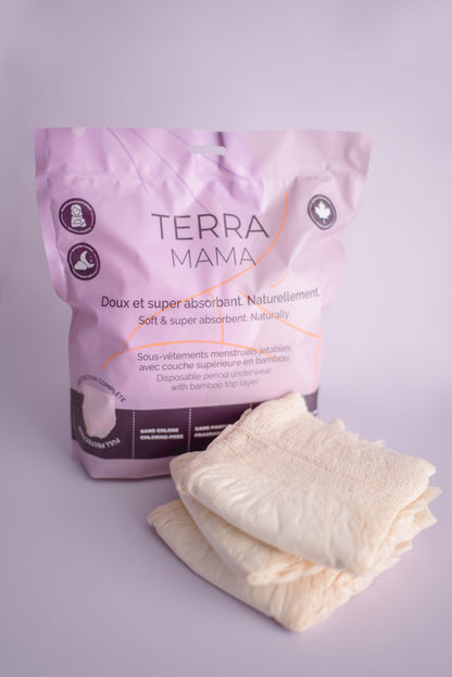 TerraMama disposable postpartum underwear for comfort and protection.

TerraMama disposable postpartum underwear for comfort and protection